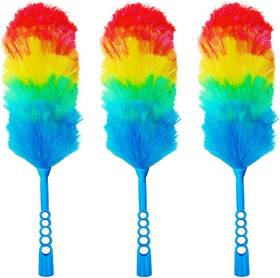 -01 705353268823 3 Pack Upgrade 19 Inch Rainbow Static Feather Duster With Beandable And Washable Hea