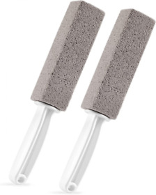 2 Pack Pumice Stone Toilet Bowl Clean Brush With Handle Remove Gray