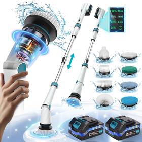 2214 335 Electric Scbbruer With 2 Batteries 1200rpm Spin Scrubber 8 Cleanin