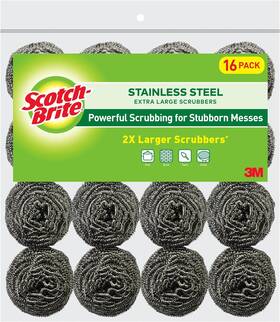743038 3m Corp Scotch-brite Stainless Steel Scrubbers Durable Ideal For Uncoated Cookware 16