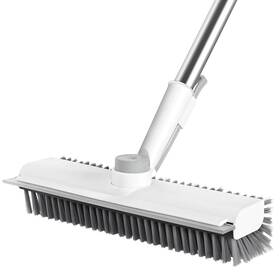 1039-0001 Affogato Floor Scrub Brush With Long Handle 3 In 1 Scrape And Double-sided Stiff Bristle