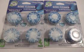 Air Fusion 191554601123 Fresh Linen Toilet Bowl Cleaner Tablets 4 Pack Deodorizer Lot Of 2