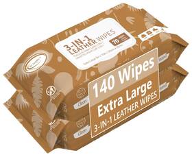 Aj150 Air Jungles 3in1 Leather Wipes 140 Count Extra Large 8 Inch X 10 Size Clean Condi