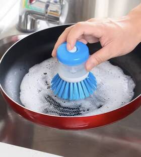 Atb-18560-2pc Alltopbargains 6 Scrubber Soap Dispense Palm Wash Brush Cleaning Pan Pot Dish Bowl Kitchen Tool