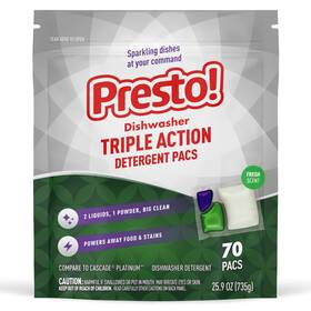 4237919761 Amazon.com Services Llc. Brand - Presto Triple Action Dishwasher Pacs Anti-spotting Fresh Scent 70