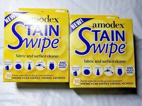 Amodex 083769100297 Stain Swipe Fabric And Surface Cleaner 10ct Wipes Towelettes Lot Of 2 New