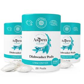 Aspenclean 876805000367 Eco-friendly Unscented Dishwasher Pods Dye-free Vegan Ewg Verified - 28 Count