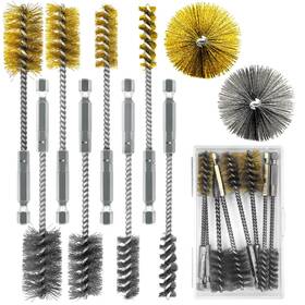 At-bbs-16 Attoshow 8 Pcs Bore Brush Set - 304 Stainless Steel And Brass Drill Wire Cleaning B