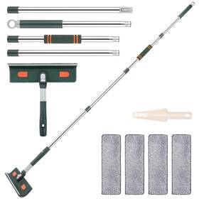 Dbt-001 Aultong Window Squeegee With Scrubber Extendable 4 Section Stainless Steel Pole
