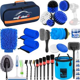 Autodeco 715748220404 34pcs Car Detailing Brush Set Kit Auto Drill C