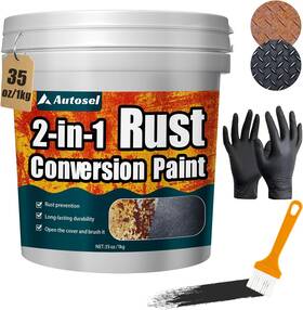 Autosel 705353238239 2-in-1 Rust Converter And Metal Primer Stops Inhibitor Paint For