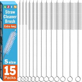 Brush-15p-5s Azen 15 Pack Straw Cleaner Brush Set 12 Inch Extra Long 5 Different Diameters Reusa