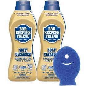 51625-2 Bar Keepers Friend Soft Cleanser Liquid 2 X 26 Oz Plus Dish Fish Sponge