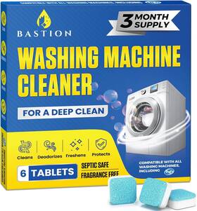 Bastion 880781684343 Washing Machine Cleaner Deodorizer And Descaler 6-pack - 3 Month Supply