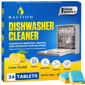 Rbdwc24 Bastion Lemon-scented Dishwasher Cleaner Tablets - 24 Heavy Duty Descaler Pods