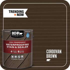St-104 Behr Premium 744110365184 1 Gal. #st-104 Cordovan Brown Semi-transparent Waterproofing Exterior Wood Stain