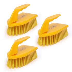 Bles-irbh-pp-y3 Bison Life Kleen Handler Scrub Brush For Home And Commercial Cleaning Yellow Pack Of 3