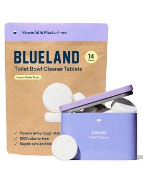 Blueland 810018395575 Toilet Bowl Cleaner Starter Set 14 Count With Tin Lemon Cedar Plastic-fr