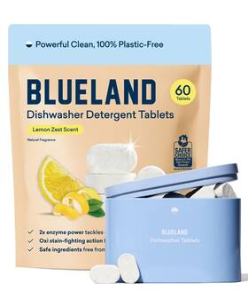 Blueland 810018399092 100% Plastic-free Dishwasher Detergent Tablets Starter Set 60 Count With Ti