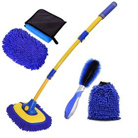 Bmlei 657228667692 Car Wash Brush With Long Handle Chenille Microfiber Mop Mitt 1