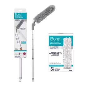 Bona 445041633658 High-performance Extendable Dusting Kit With 6 Ft. Handle Reusable And Disposab