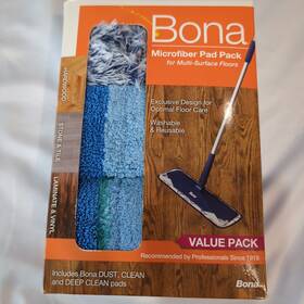 Bona 737025010300 Microfiber Pad Pack Dusting Cleaning Power Plus Deep Cl