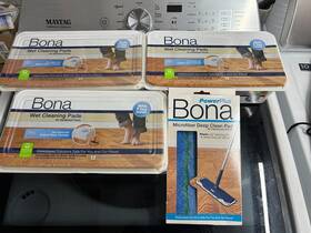 Ax0003506 Bona 4-pack Lot Genuine Hardwood Floor Wet Cleaning Pads And Microfiber Deep Clean