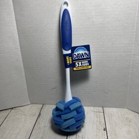 Bradshaw Home 011171257650 Dawn Puff Glassware And Dish Cleaning Brush Blue/white New