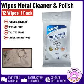 Branded 744110553789 Carbona Silver Jewelry Watches Metal Gold Cleaner Wipes Tarnish Remover 12ct