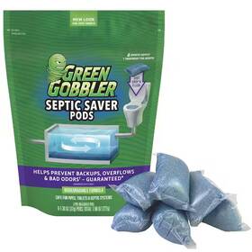G0017a6 Branded Green Gobbler Septic Saver Bacteria Enzyme Pacs 6 Month Tank Supply