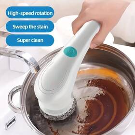 Branded01 711181461077 Electric Power Scrubber Kit Rechargeable Cleaning Brush With Steel Wool For Bath