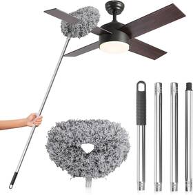 Branded01 726084322288 Ceiling Fan Cleaner Duster Reusable Microfiber With 13-48 Inch Extension Pole Grey