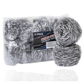 Brheez 666628807362 Stainless Steel Cleaner Scouring Pads 12 Pack - Industrial And Commercial Str
