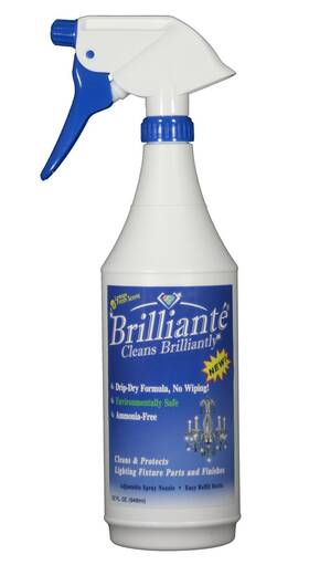 Brilliant 753182230948 Crystal Chandelier Cleaner Manual Sprayer 32oz Environmentally Safe Ammonia-