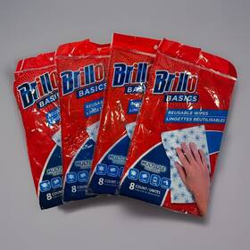 22849 Brillo Basics Reusable Wipes Multi Use Lot 4 Packs Of 8 Count New