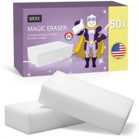 Brox 260548381528 Magic Eraser Sponge - Erasers 50 Count Long Lasting Melamine