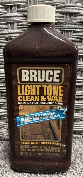 640693 Bruce Vintage Light Tone Clean Wax Wood Floors Paneling 27 Fl Oz Bottle 35% Full