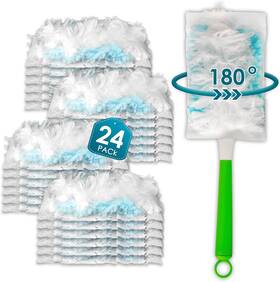 Bruvish 445056816855 24 Count Feather Duster Refills For Swiffer Dusters Handle 180 Degree Multi-sur