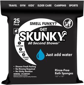 Brylanehome 097298055270 Skunky Rinse Free Bathing Wipes Set Of 2 - White