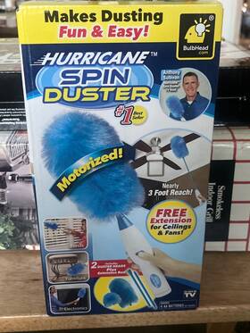 I00102922 Bulbhead Hurricane Spin Duster Motorized Dust Wand With 3ft Extension For Ceiling Fans New