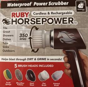 R1-3924 Bulbhead Horsepower Scrubber As-seen-on-tv Waterproof Rechargeable 5 Brush Heads Bundle
