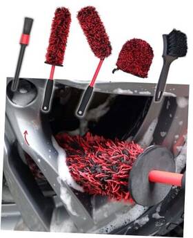 Wb005 Byttme Metal Free Microfiber Wheel Brush Kit- Angled 5 Pack Red And Black