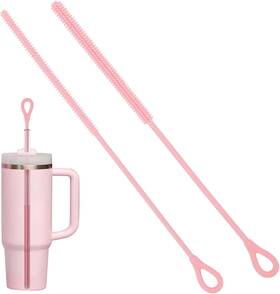 Cabipeove 761164420386 2pcs Silicone Straw Cleaner Brush 9.84in Reusable With Bendable S