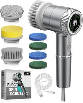 Rs-c160l Cacule Electric Spin Scrubber Cordless Cleaning Brush With 7 Replaceable Heads