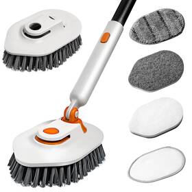 Cal-10 Calzzle Tub Scrubber Brush With Long Handle 3-in-1 Non Scratch Shower