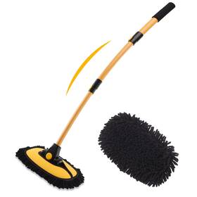 Auto-cwm001 Cartisen Curved Car Wash Brush With Telescopic Handle Microfiber Mop For Rv Suv Truck