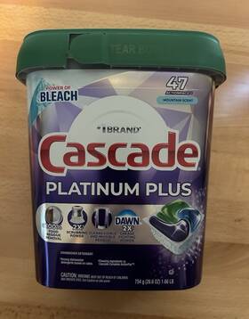 02204-pg Cascade Platinum Plus Dishwasher Detergent Actionpacs Mountain Scent 47 Ct