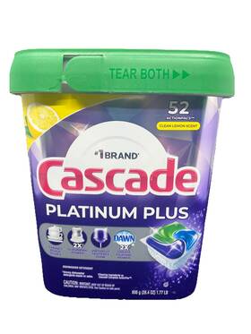 Cascade 030772115602 Platinum Plus Dishwasher Pods Dish Detergent Actionpacs Lemon Scent