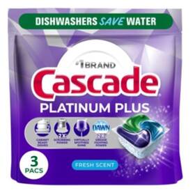 3077208652 Cascade Platinum Plus Actionpacs Dishwasher Detergent Pods Fresh 3pk