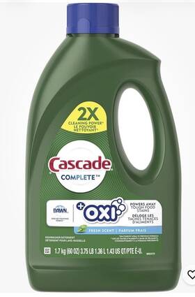 Cascade 445023810855 Complete Oxi Gel Dishwashing Detergent Fresh Scent 60 Fl Oz